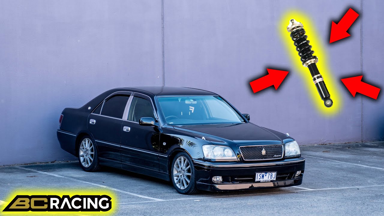 Lowering the Toyota CROWN with some BC RACING Coilovers!