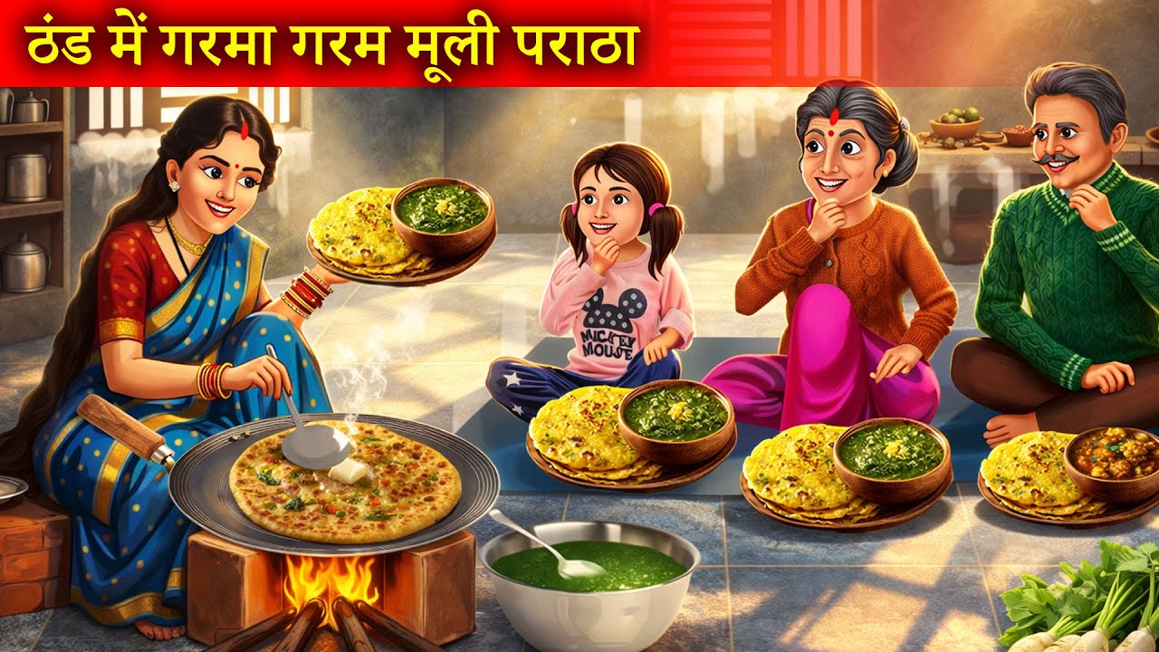 ठंड में गरमा - गरम मूली पराठा | Thand Me Mooli Ka Paratha | Moral Story |