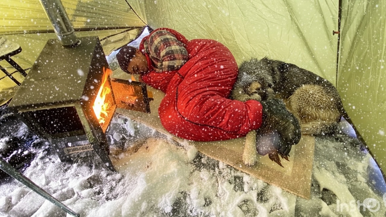 TRAPPED in -40°F BLIZZARD: WINTER CAMPING WINTER STORM hits HOT tent. FREEZING wind