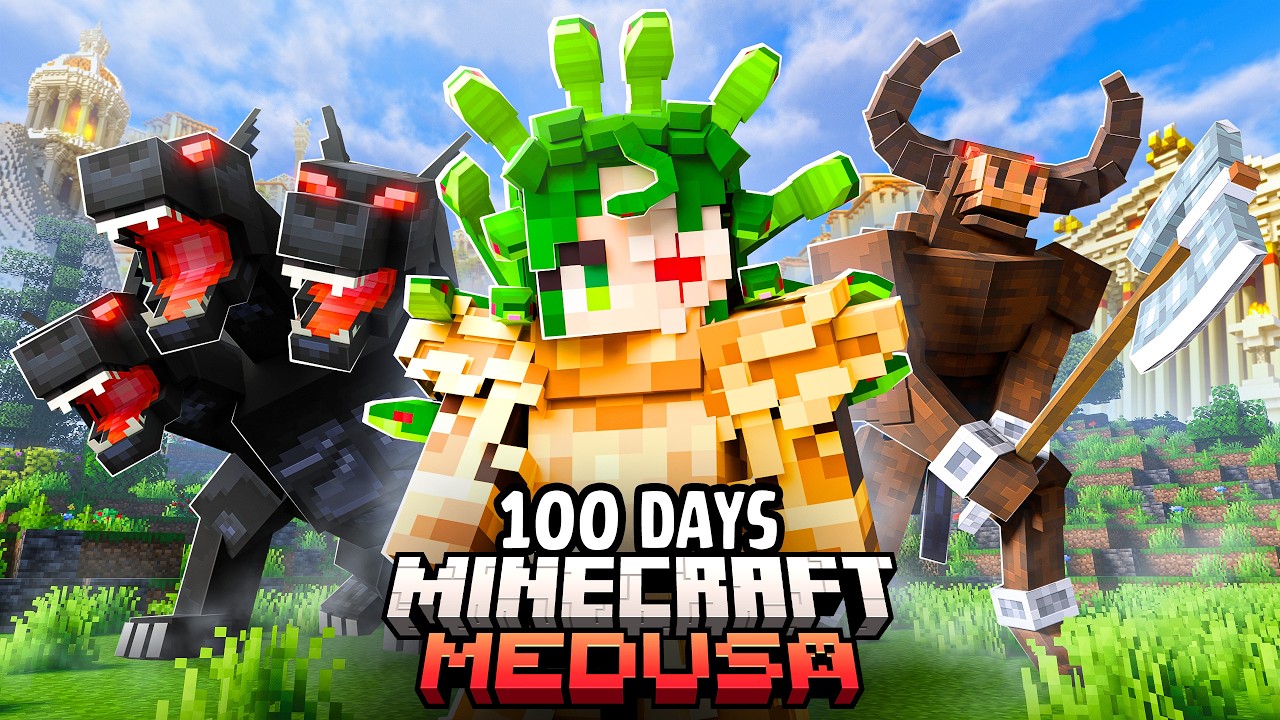 I Spent 100 Days as MEDUSA in a Greek Fantasy Minecraft World!