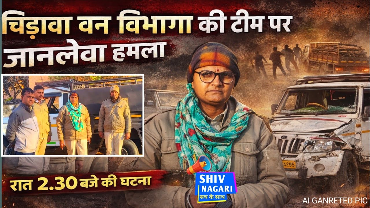 #चिड़ावा वन विभाग की टीम पर जानलेवा हमला,#झुंझुनू रात 2.30 बजे की घटना#चिड़ावा 