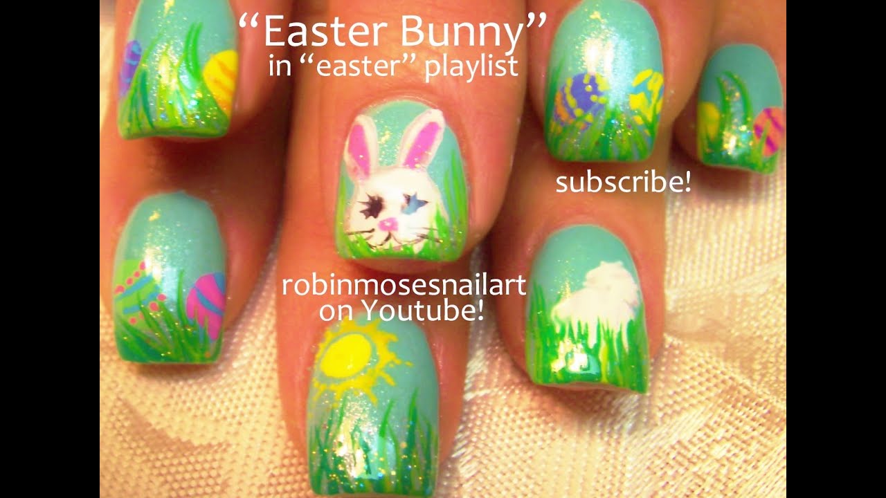 Easy Easter Nails | Cute Hiding Bunny and eggs!!! Spring nail Art Design