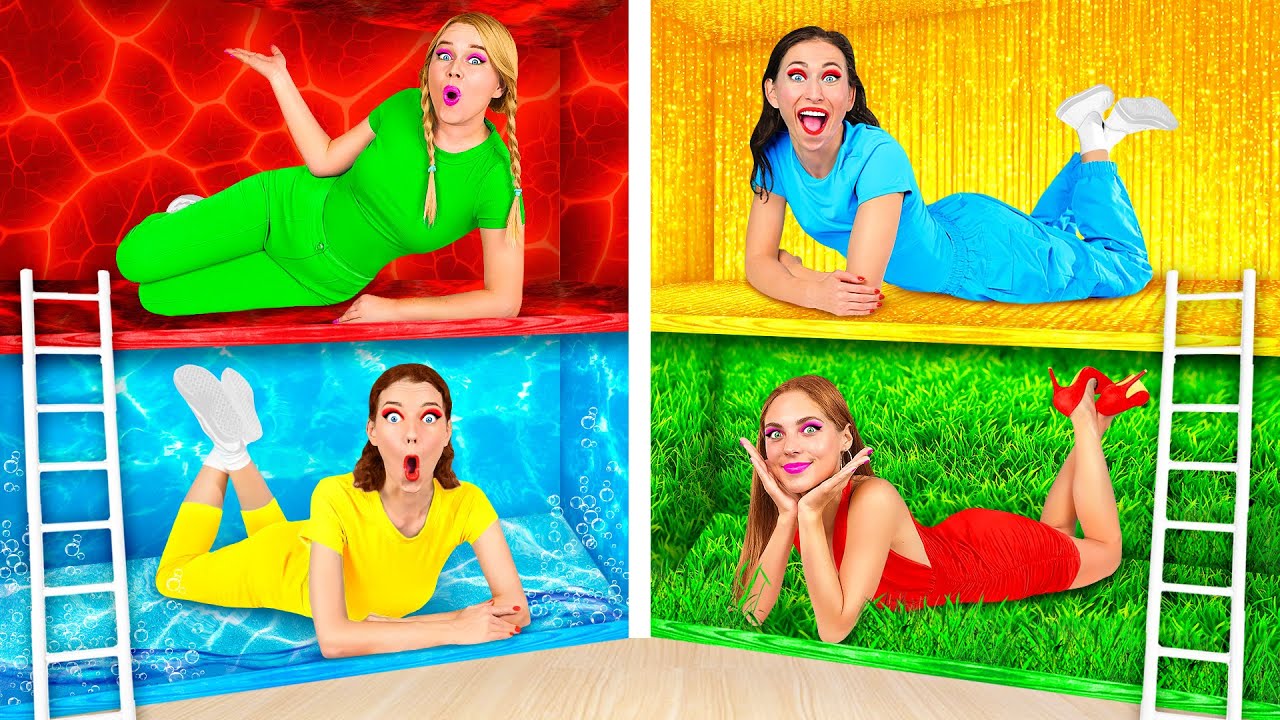 غرف سرية تحت السرير | تحدي أربعة ألوان Parara Best