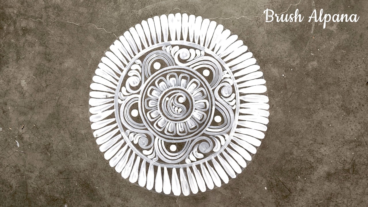 Easy alpona design for beginners | Easy and beautiful door border alpona rangoli design 🌼🌸