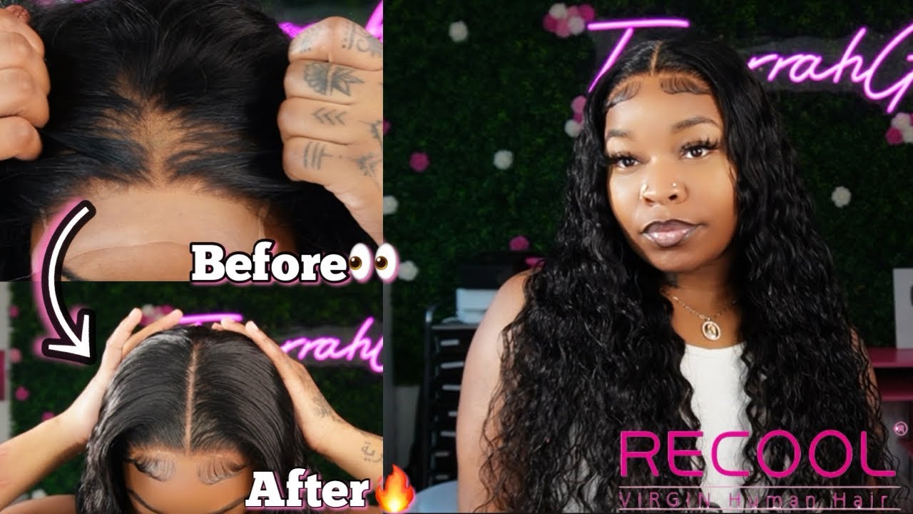 HOW TO FIX OVER PLUCKED / BALD LACE | 5x5 GLUELESS WATER WAVE WIG Ft. Recool Hair