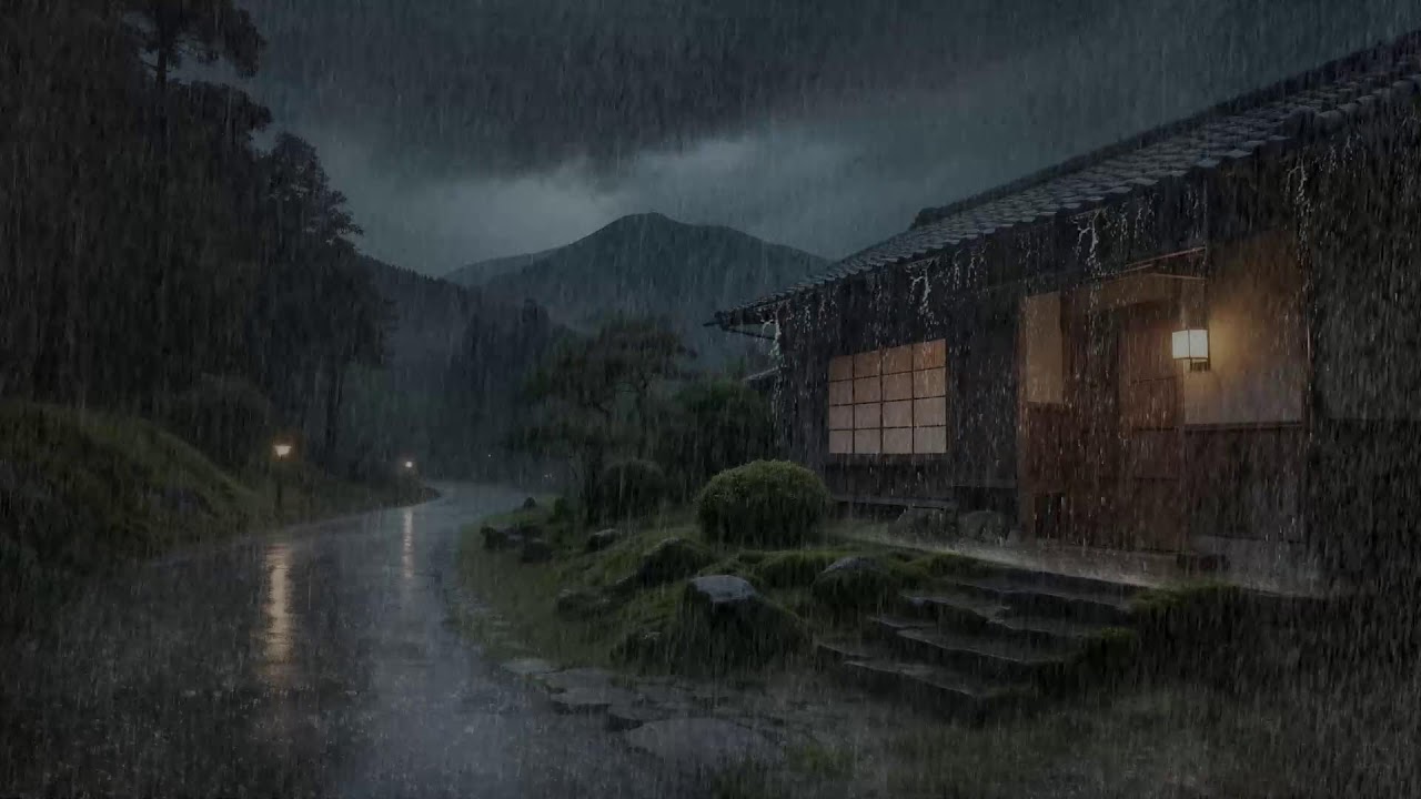 Ease into Peace Rainfall Surrounding Old Cabin Roof for Deep Sleep Calm