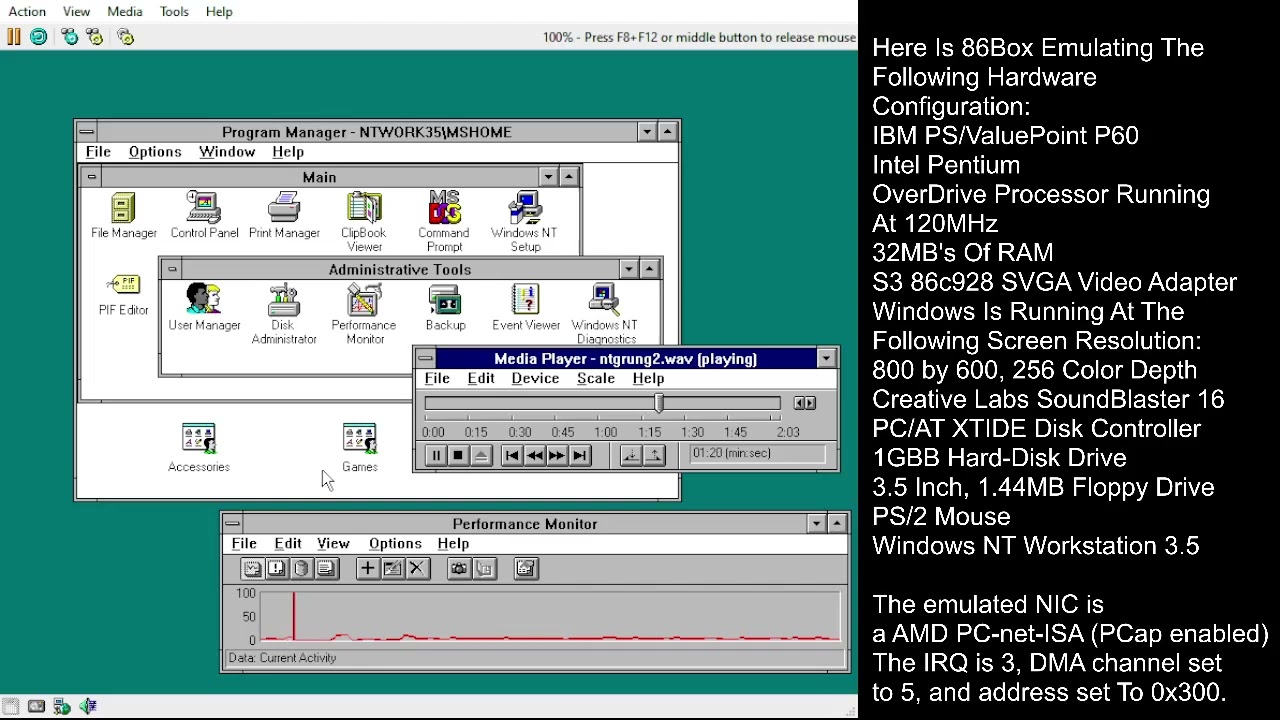 Multimedia On Windows NT 3.5 : Going Grunge (86Box)
