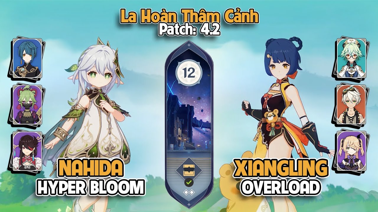 Nahida HyperBloom & Xiangling Overload | La Ho&agrave;n Th&acirc;m Cảnh Tầng 12 | Genshin Impact 4.2