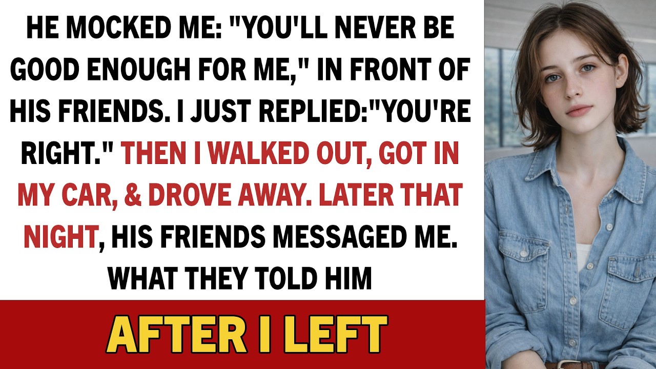 He Mocked Me: “You’ll Never Be Good Enough For Me,” In Front Of His Friends.