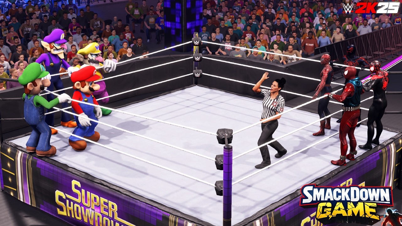 Super Mario Universe vs Spider Universe 🔥 Nintendo vs Marvel Multiverse Fight | WWE 2K25