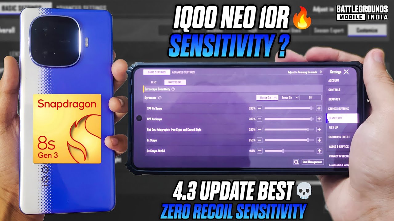 IQOO NEO 10R BEST ZERO RECOIL SENSITIVITY BGMI 4.3 UPDATE 120FPS SETTINGS &ndash; CONTROL 🔥