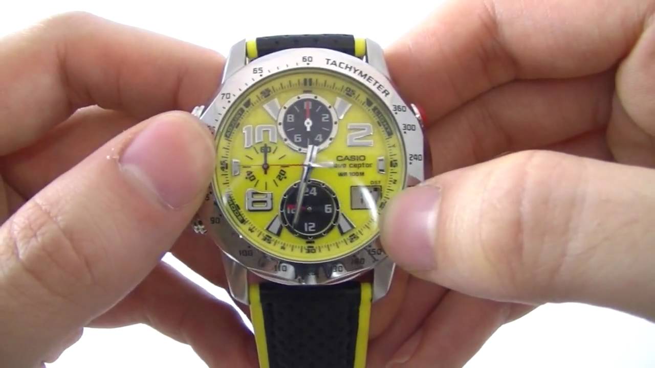 Men's Casio Edifice Wave Ceptor Chronograph Watch WVQ-550LE-9AVER - Watch Shop UK