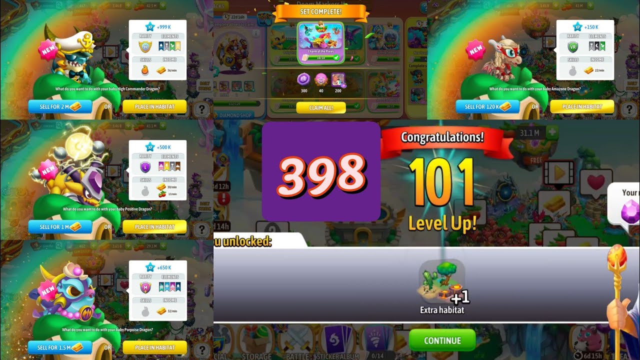 Dragon city Season 9: The Armored Alinacne Battle Gameplay Part398 Level 101/5 complete Stick cards