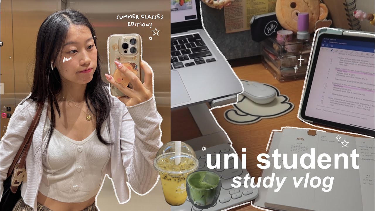 productive uni vlog: study with me for summer classes, libraries, new bag, mall shopping