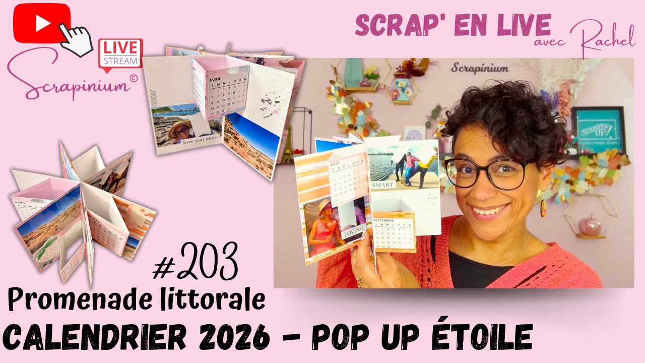 Calendrier 2026 pop-up étoile -  Promenade littorale Stampin’ Up - Scrap’ en live n°203