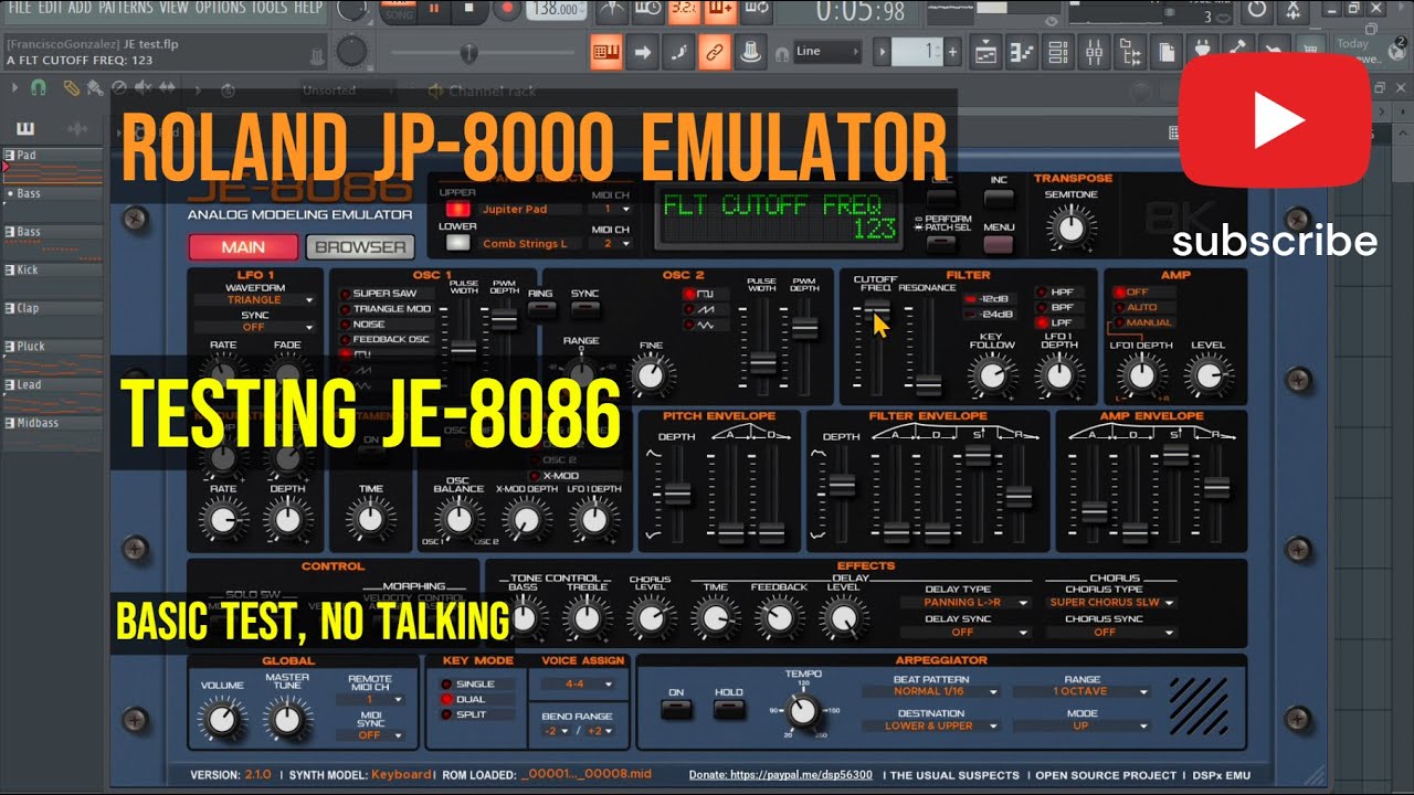 Testing JE-8086 (Roland JP-8000/8080 emulator) The usual suspects