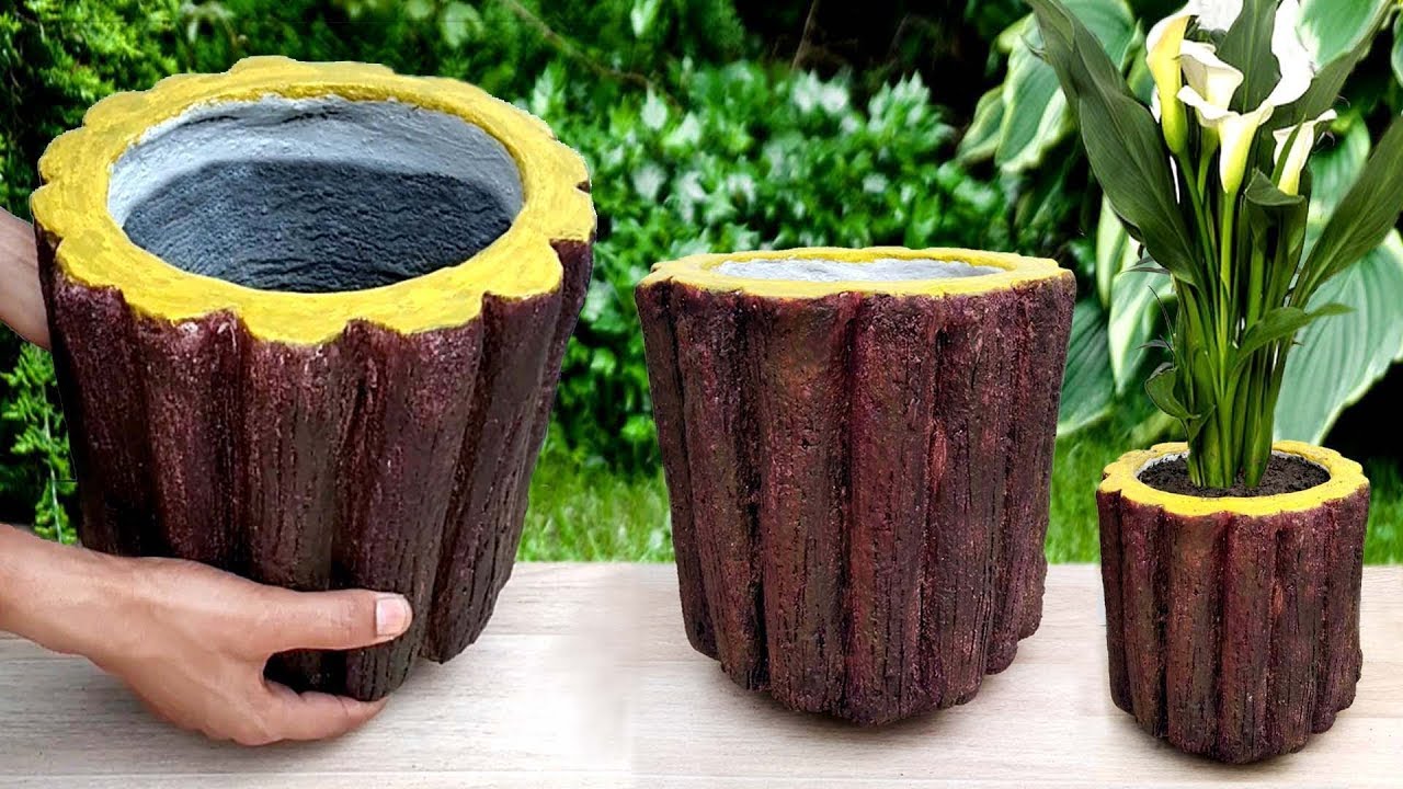 How to make beautiful cement pot at home easily || Cement flower vase || Home decor