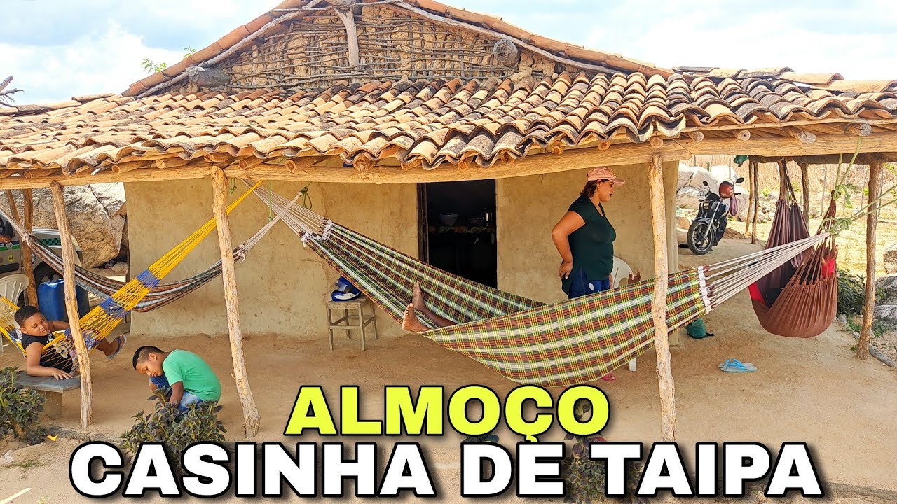 Nosso almoço na casa de taipa no interior do ceará