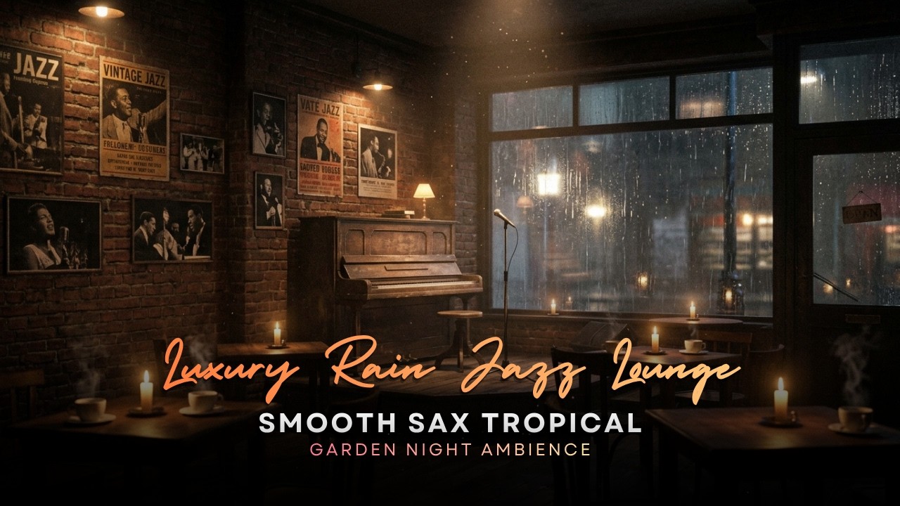 Luxury Rain Jazz Lounge 🌧 Smooth Sax Tropical Garden Night Ambience