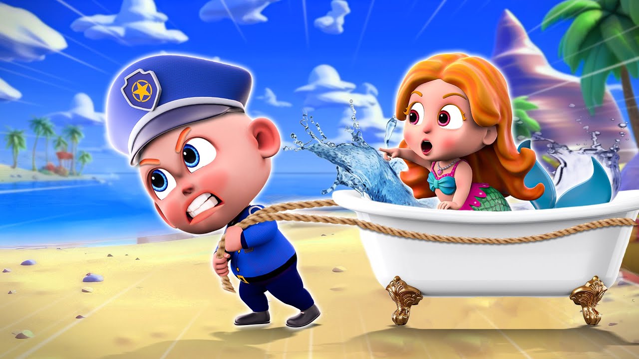 Canción de la Policía | Rescatar a La Sirena | Canciones infantiles para Niños | Little PIB