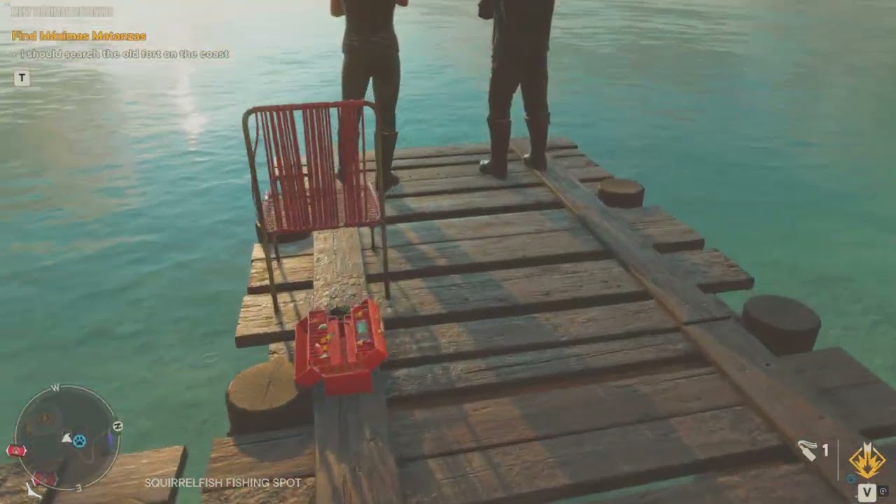 FARCRY6GUERRILLA_MEET MAXIMAS MATANZAS_HEADING TO OLD FORT ON COAST_SQUIRREL FISH FISHING SPOT: MAP