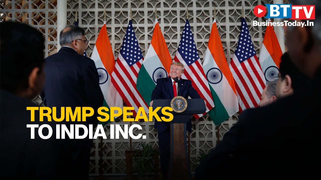 Trump interacts with Mukesh Ambani and other business leaders