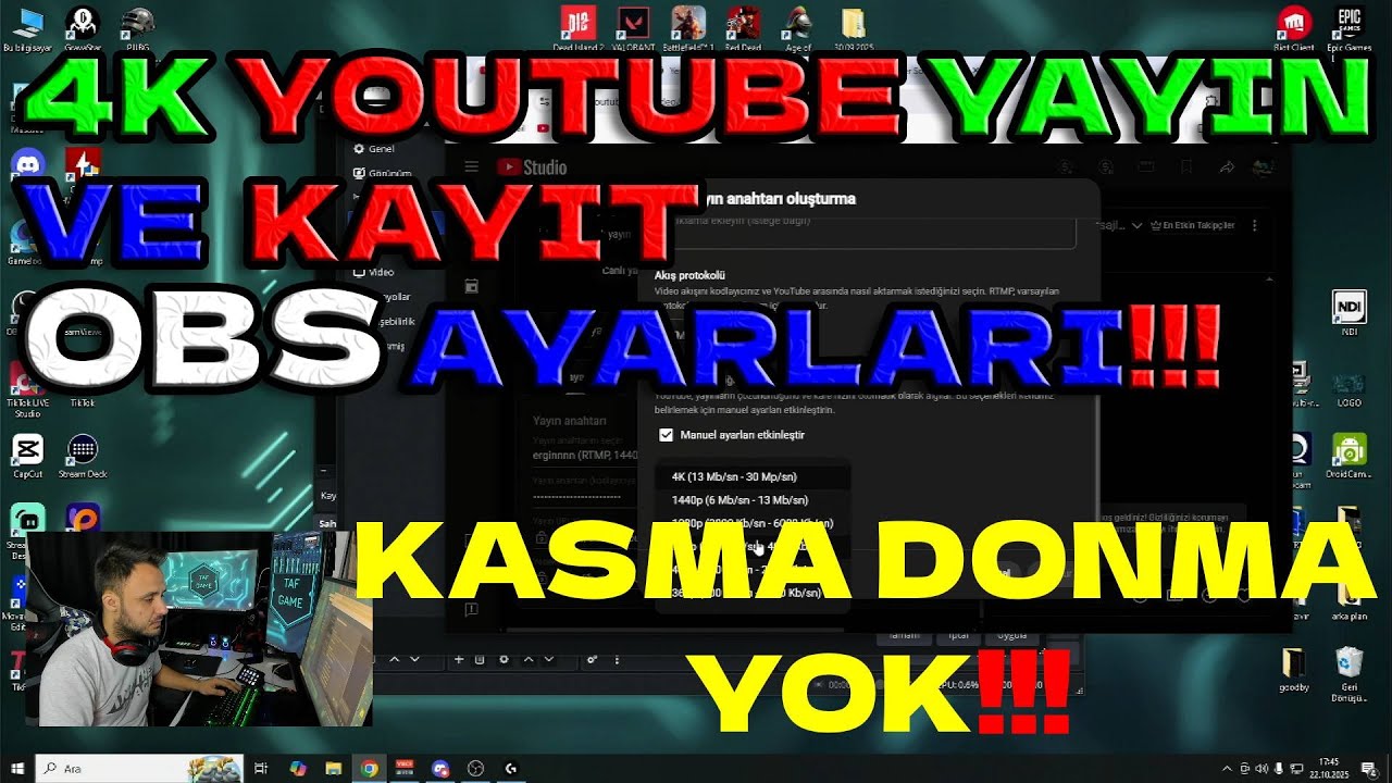 OBS AYARLARI ve YOUTUBE 4K YAYIN(KASMA DONMA YOK!!)