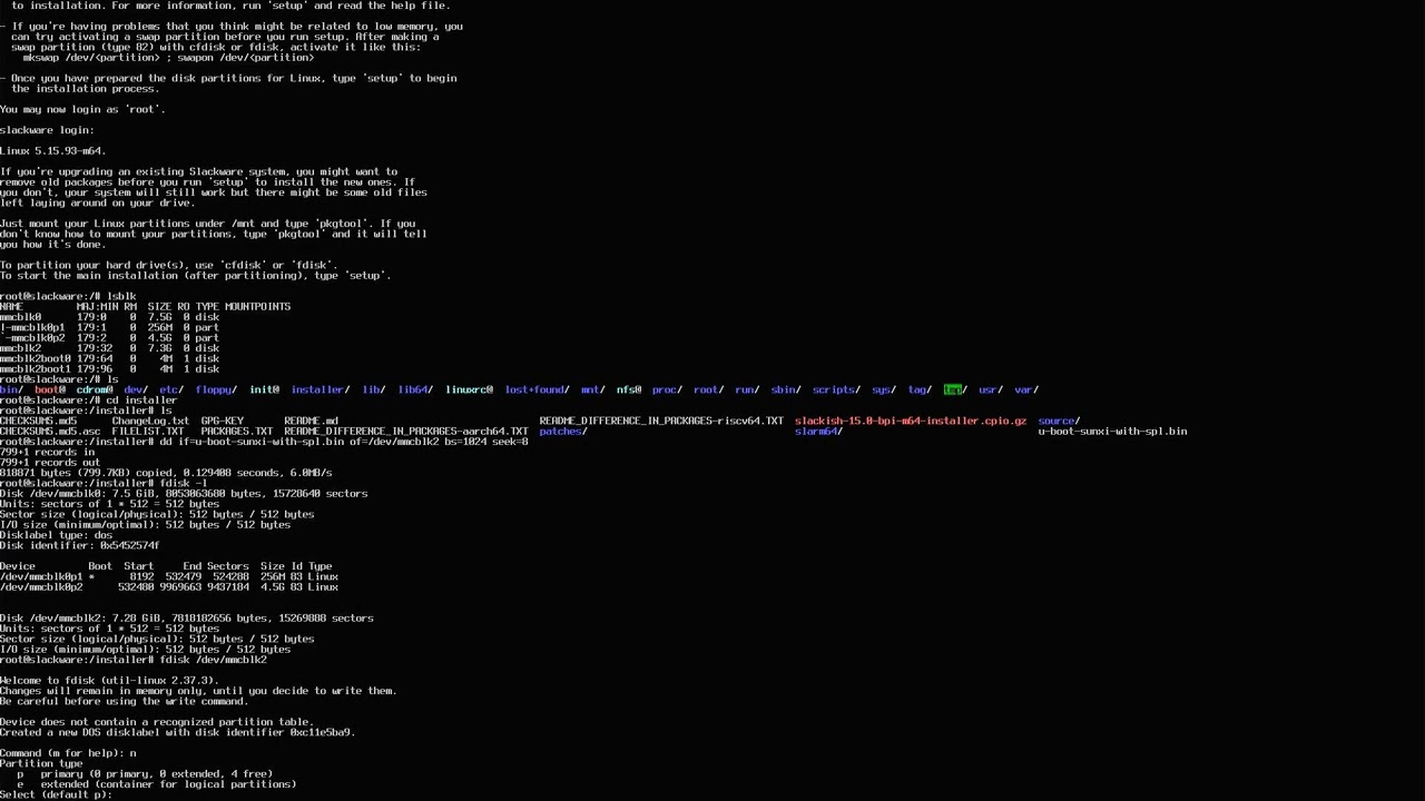 Unofficial Slack(ish) ARM64 Banana Pi PBI-M64 emmc Installer image Installation