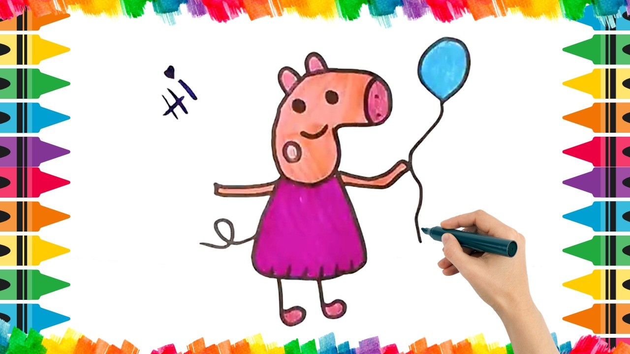 Как нарисовать милую Свинку Пеппу. Рисование, раскрашивание и живопись для детей и малышей. Детск...