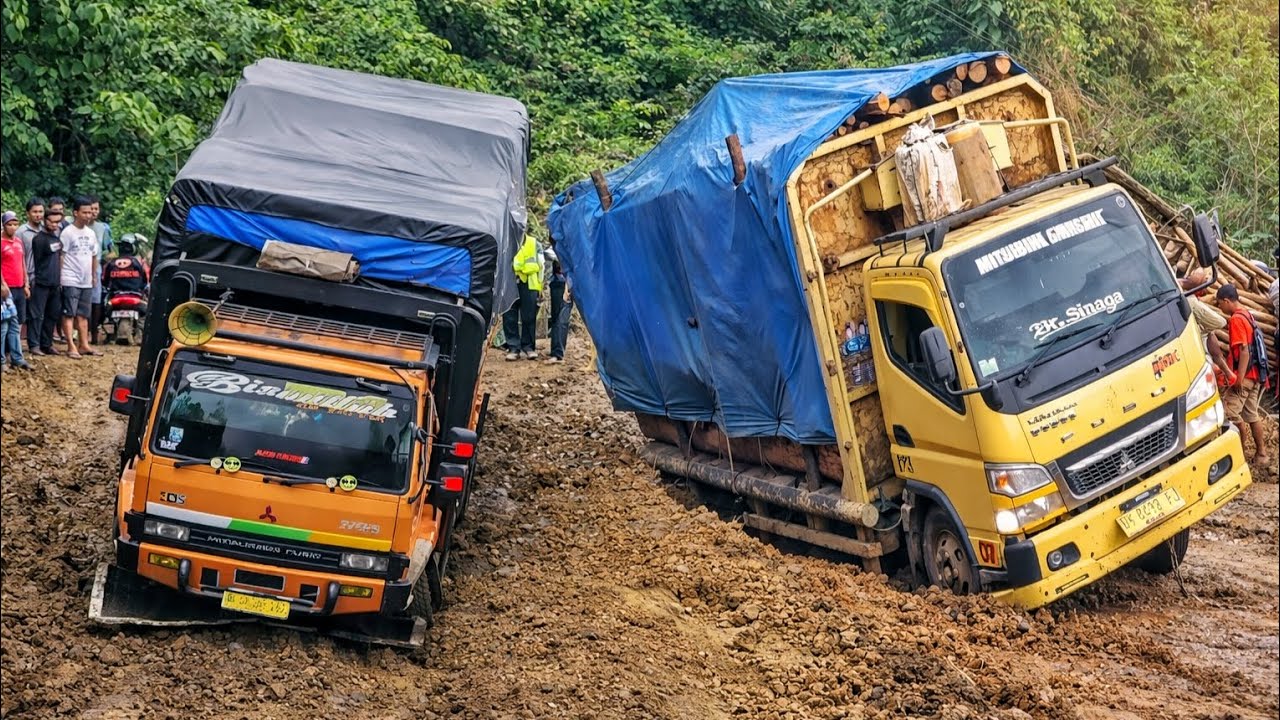 Very Dangerous! Truck Passing Through an Extreme Muddy Road