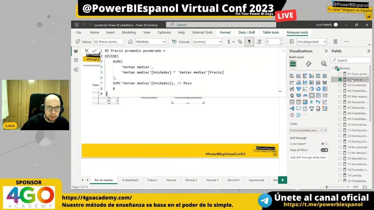 Luca Piatelli   Funciones estadísticas con PBI   Día 3 Jueves Track 2   Power BI Espanol Virtual Con