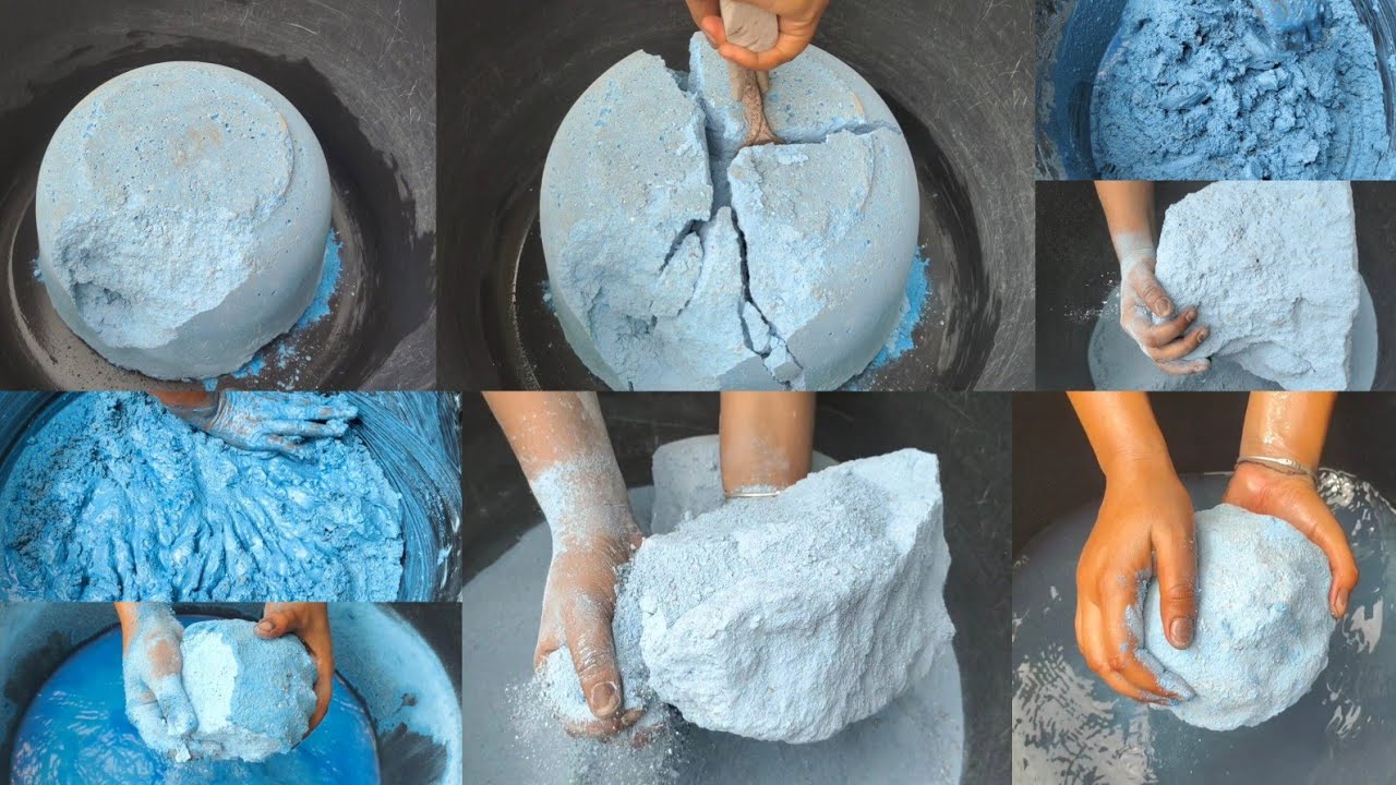 2nd Day with Blue 🔵 Colour// Softness overload// Blue cement dry and water 💦 crumbling