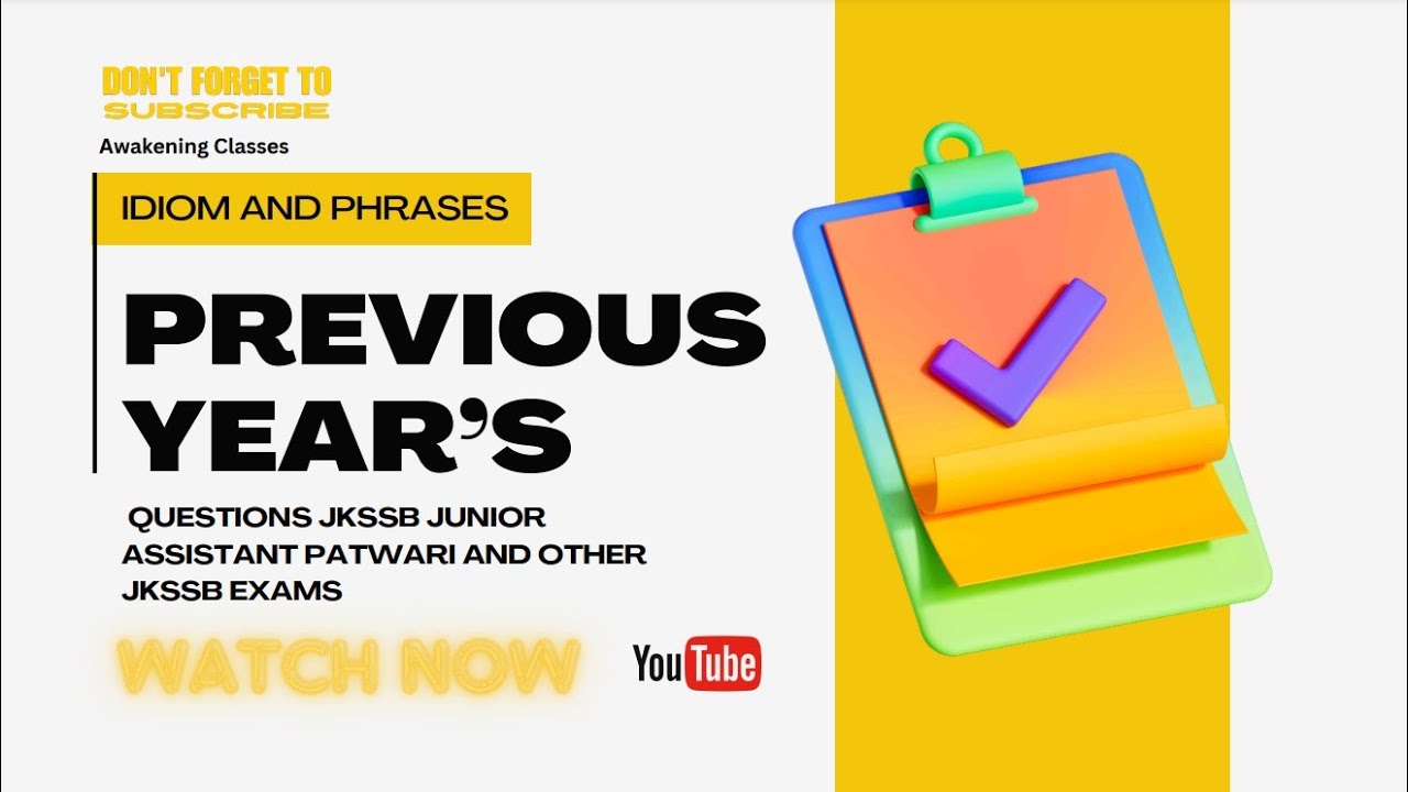 IDIOMS AND PHRASES| PREVIOUS YEAR QUESTIONS|JKSSB JUNIOR ASSISTANT|PATWARI AND OTHER JKSSB EXAMS|