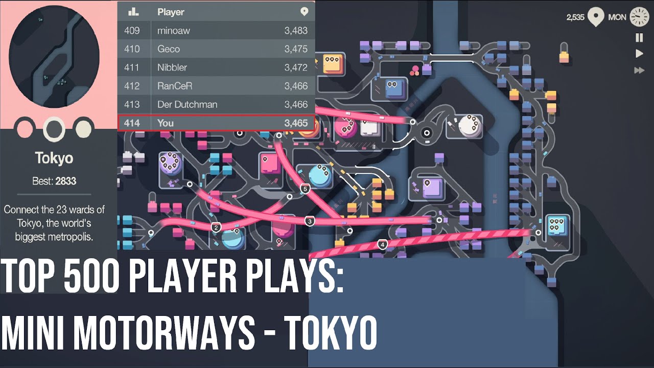 Top 500 Tokyo Player Shows How to Get 3000+ Trips - Mini Motorways