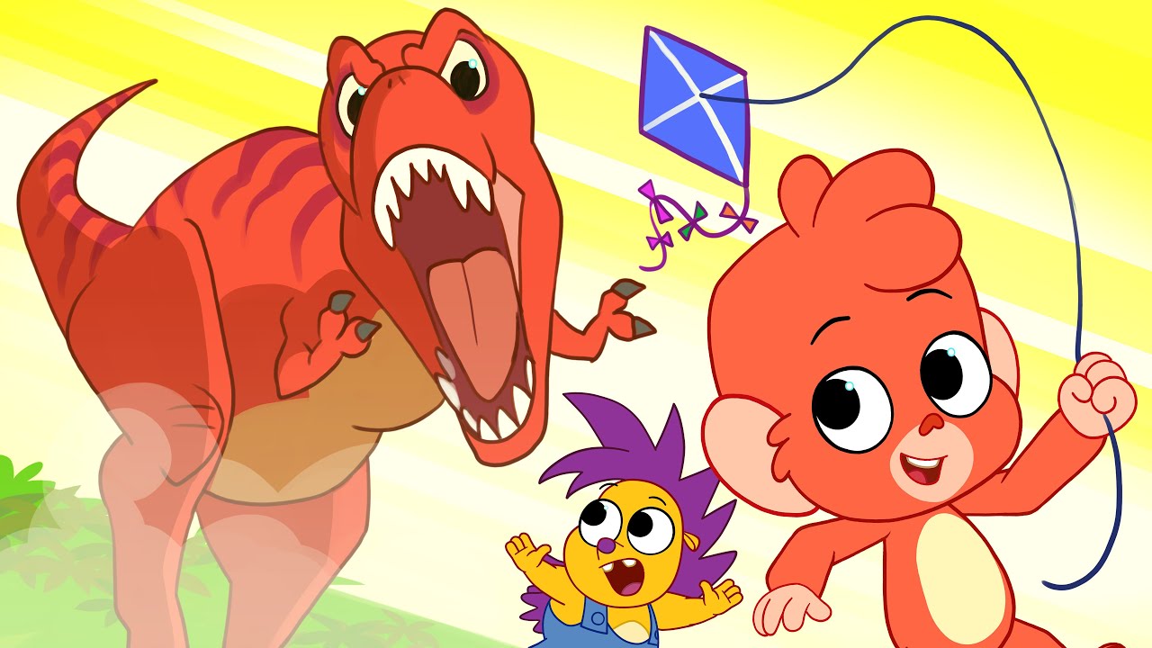 Club Baboo | Funny Dinosaur Videos | Baboo flies a Kite | Spinosaurus, TRex, Pterodactylus | Dinos
