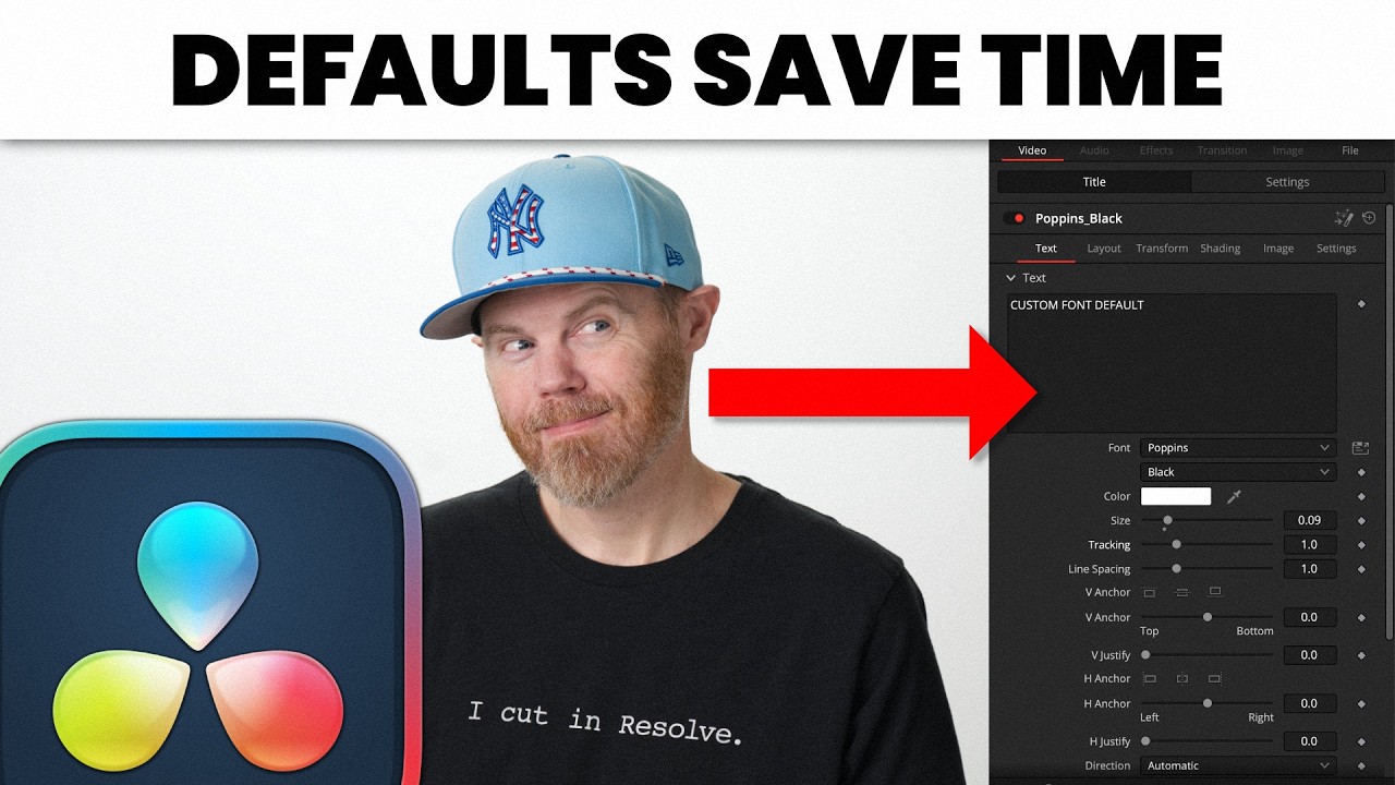 Set Font DEFAULTS for FAST TITLES in Resolve 21