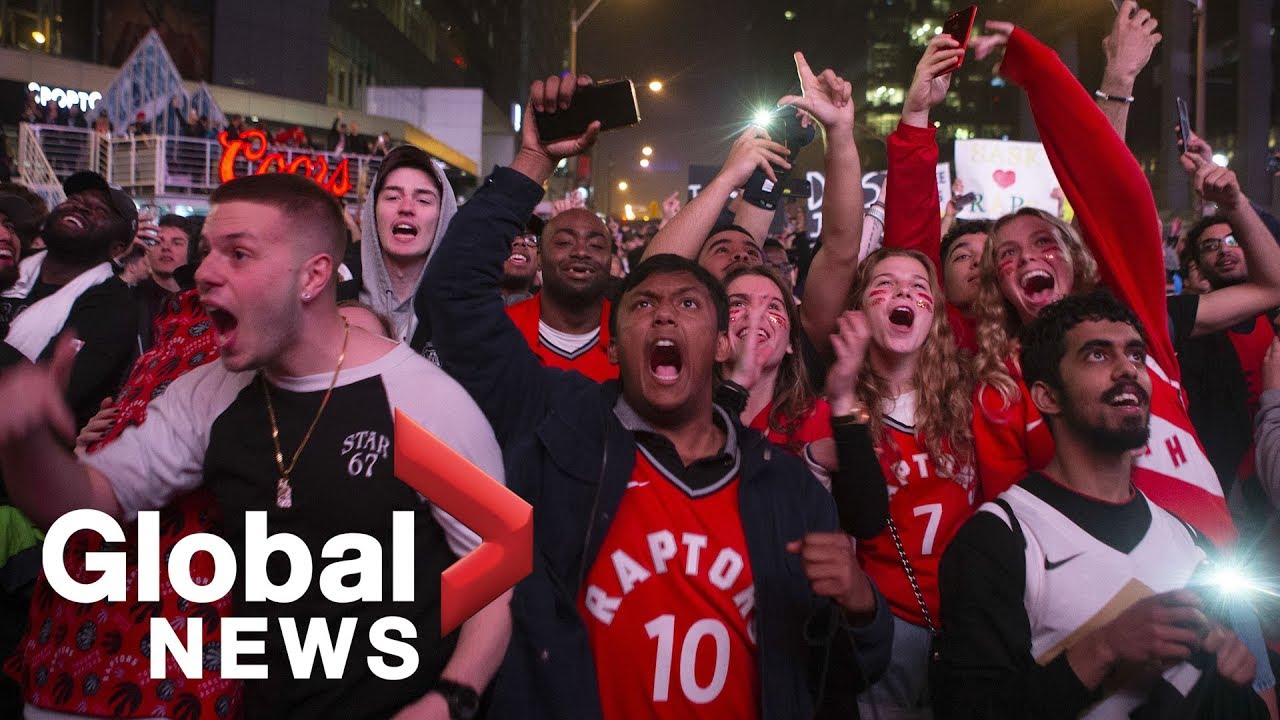 Toronto Raptors fans celebrate in streets after defeating Milwaukee Bucks in 6 games