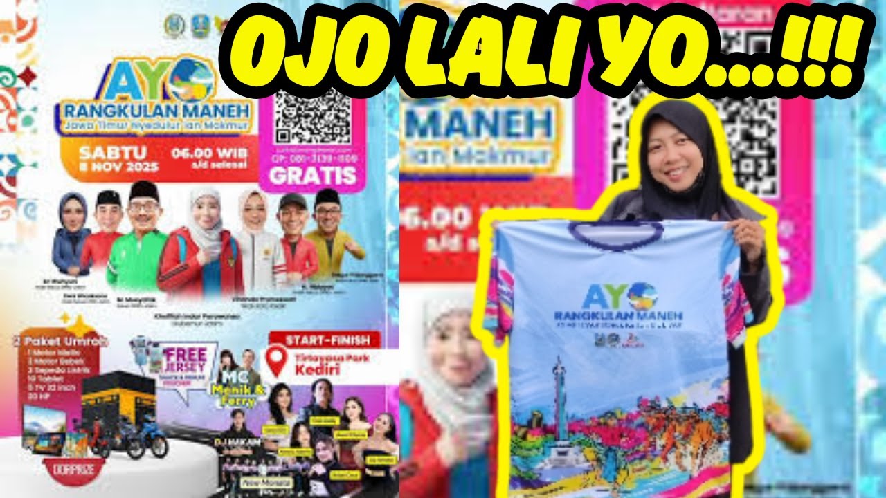SERBU JERSEY GRATIS ! Ayo Rangkulan Maneh Bareng Gubernur Jatim Bu Khofifah di Kediri.