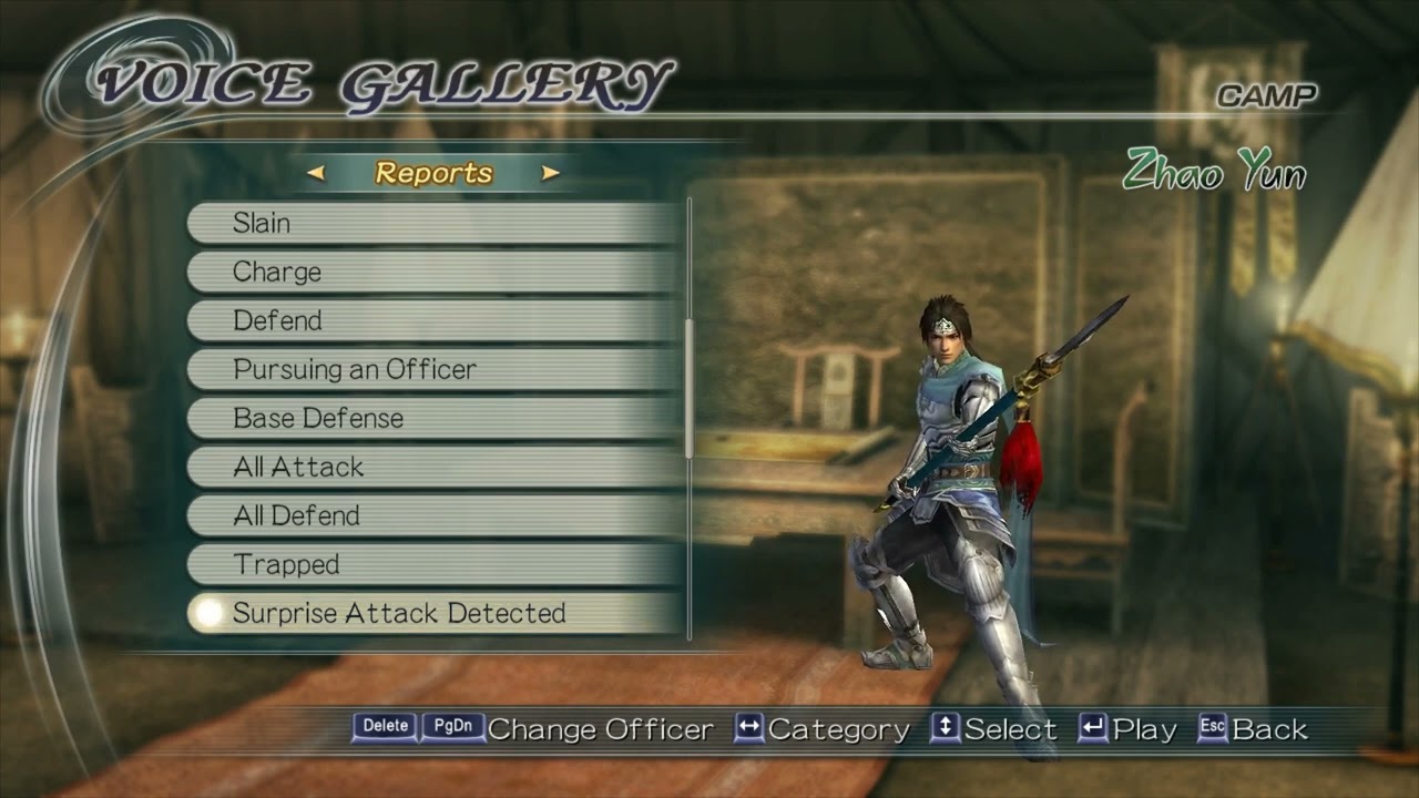 Dynasty Warriors 6 - Zhao Yun Voice Gallery