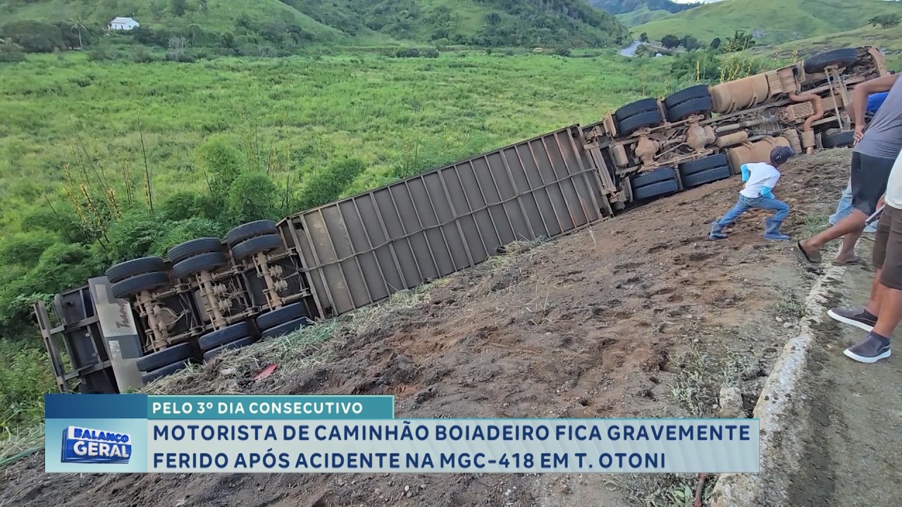 Teófilo Otoni: Caminhoneiro fica gravemente ferido em novo acidente na MGC-418.
