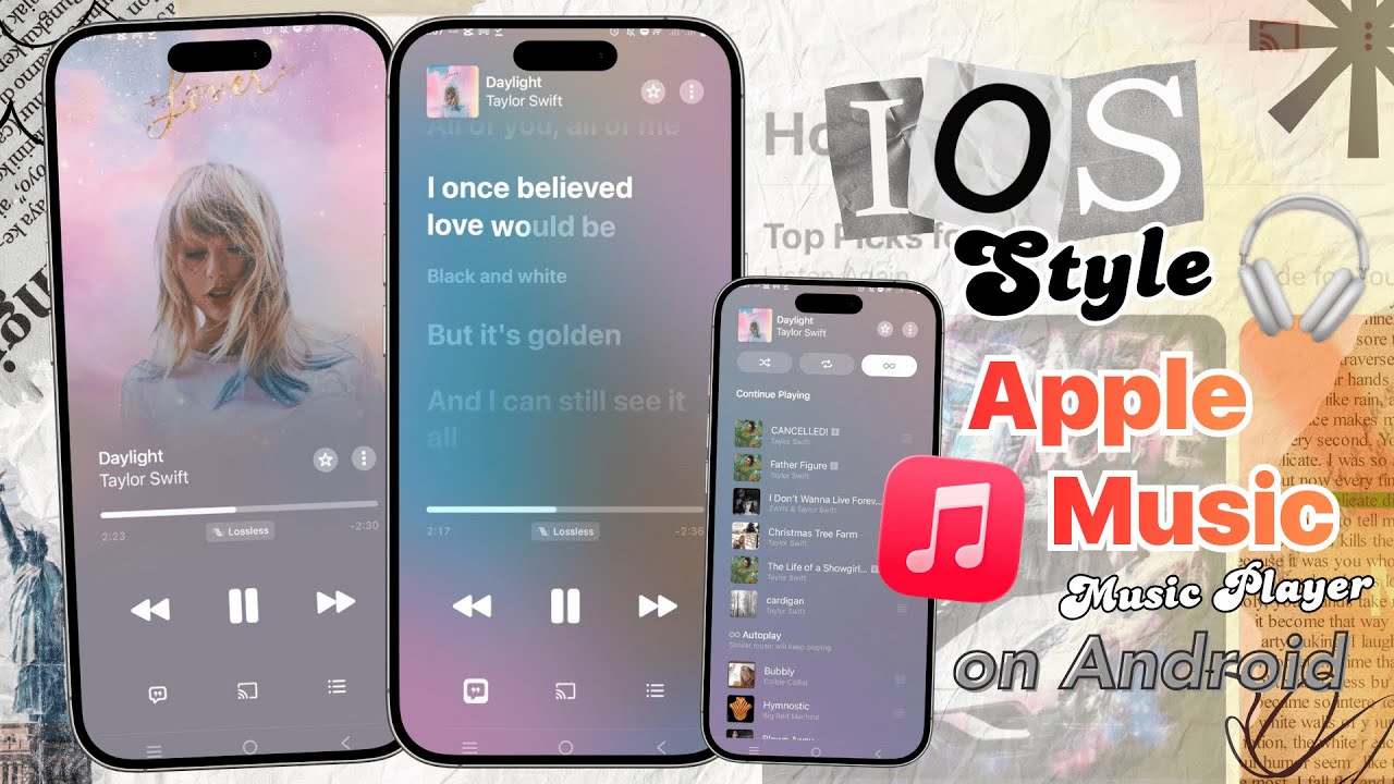 iOS Apple Music (Music Player Style) on any Android + synced Music Lyrics!