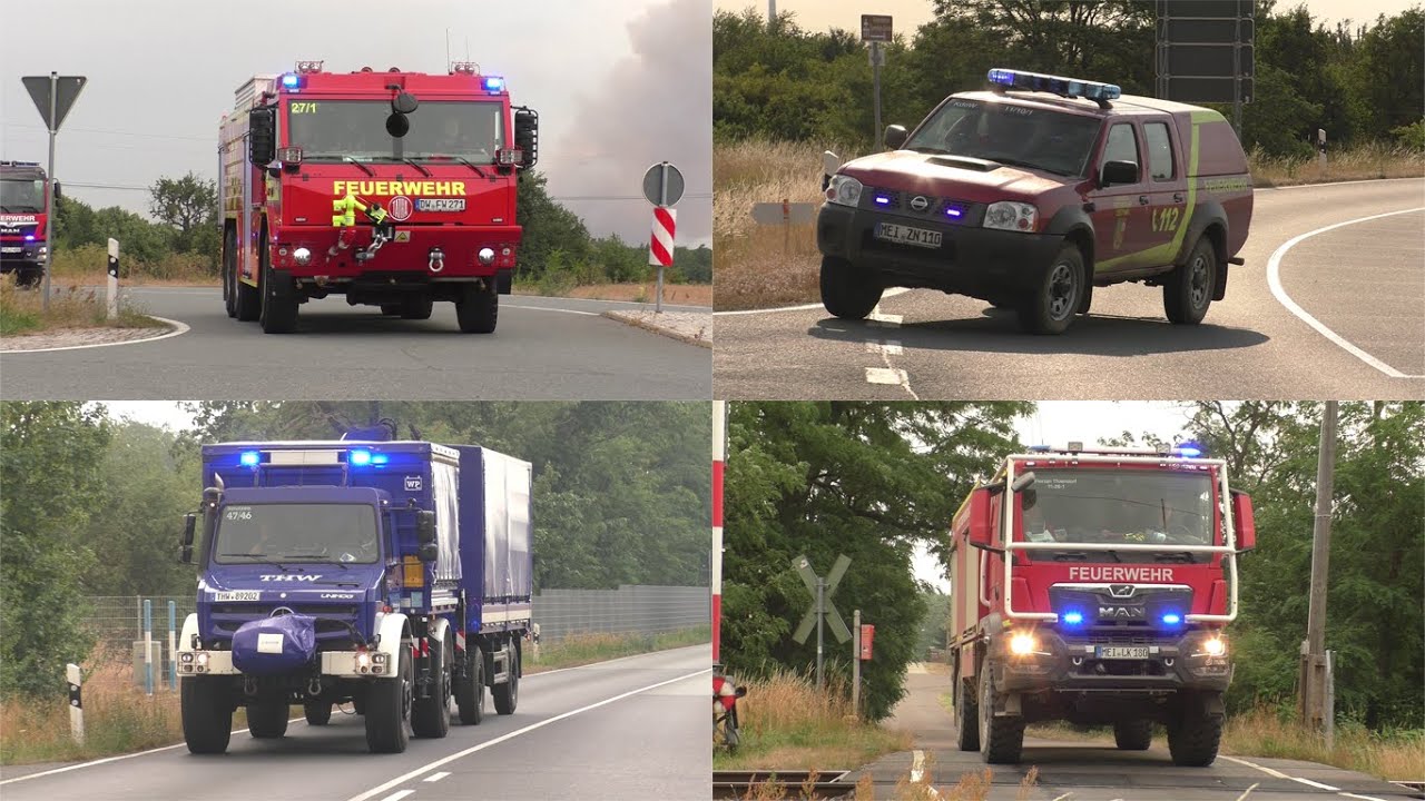 [Waldbrand in der Gohrischheide führt zu Evakuierungen!] Einsatzfahrten zum Waldbrand in Sachsen