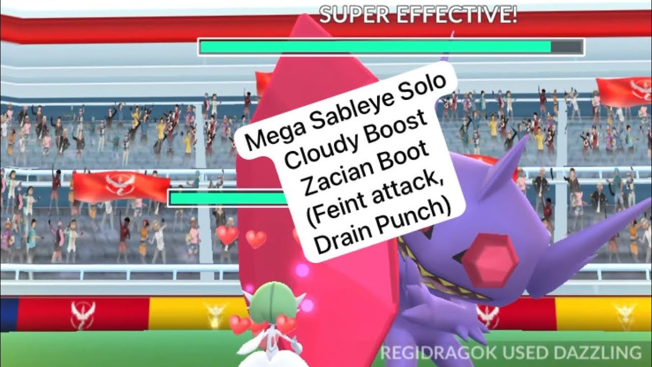 Mega Sableye solo🤩 in Pokémon GO! [Cloudy Boost,Zacian boost used] using Mega Gardevoir only. FA,DP 