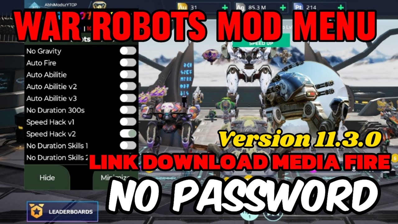 War Robots mod menu after update version 11.3.0