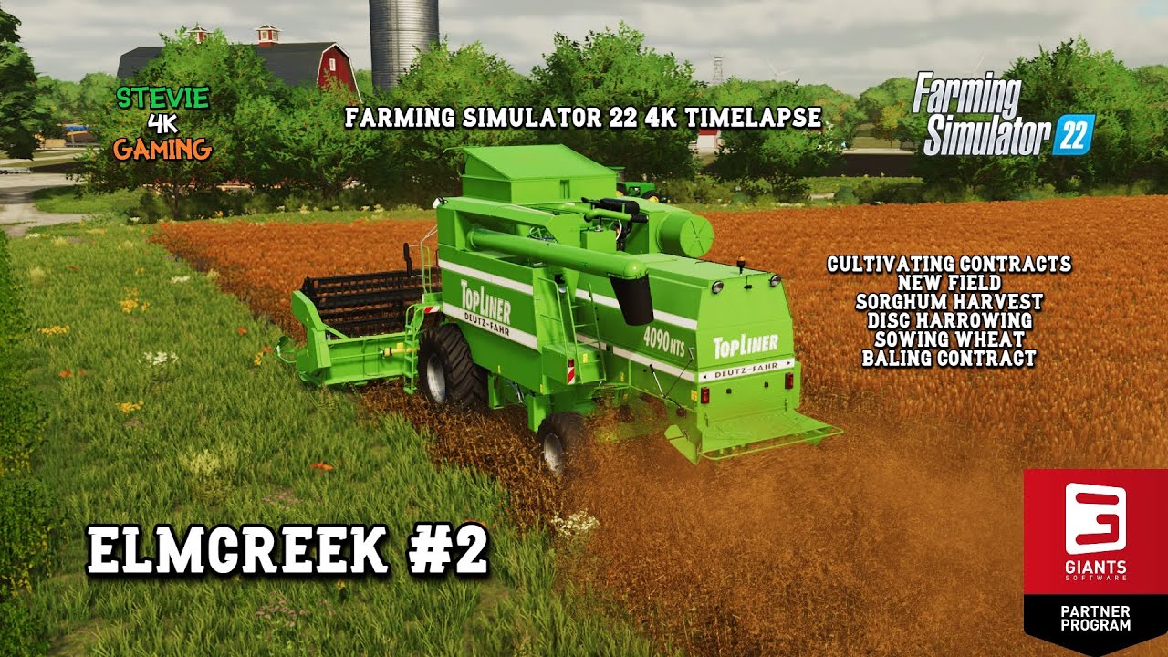 Elmcreek/#2/New Field/Sowing Wheat/Harvesting/Baling Contract/Farming Simulator 22 4k Timelapse