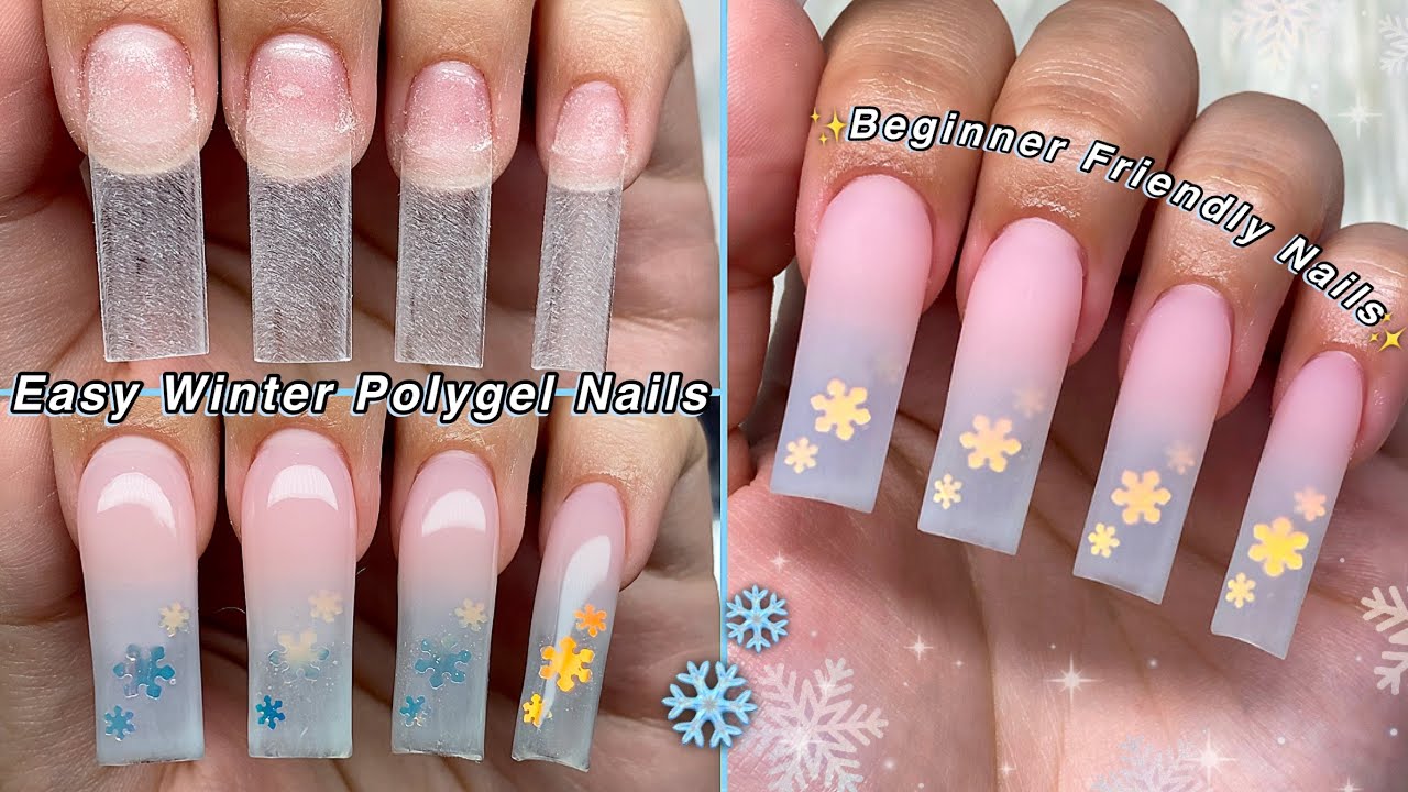 EASY WINTER POLYGEL NAILS❄️ BEGINNER FRIENDLY NAILS & POLYGEL OMBRE APPLICATION! | Nail Tutorial