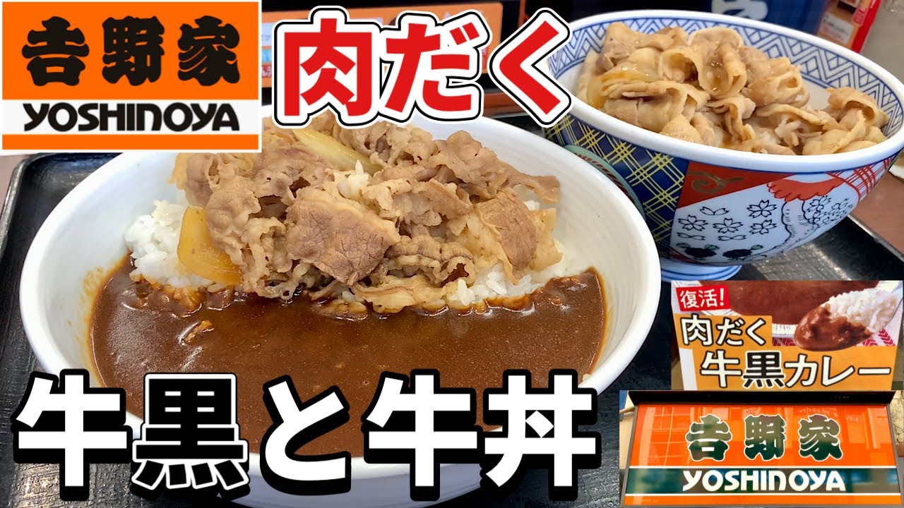 復活【吉野家】豚丼と牛黒カレーを大食い『飯テロ』Yoshinoya Gyudon