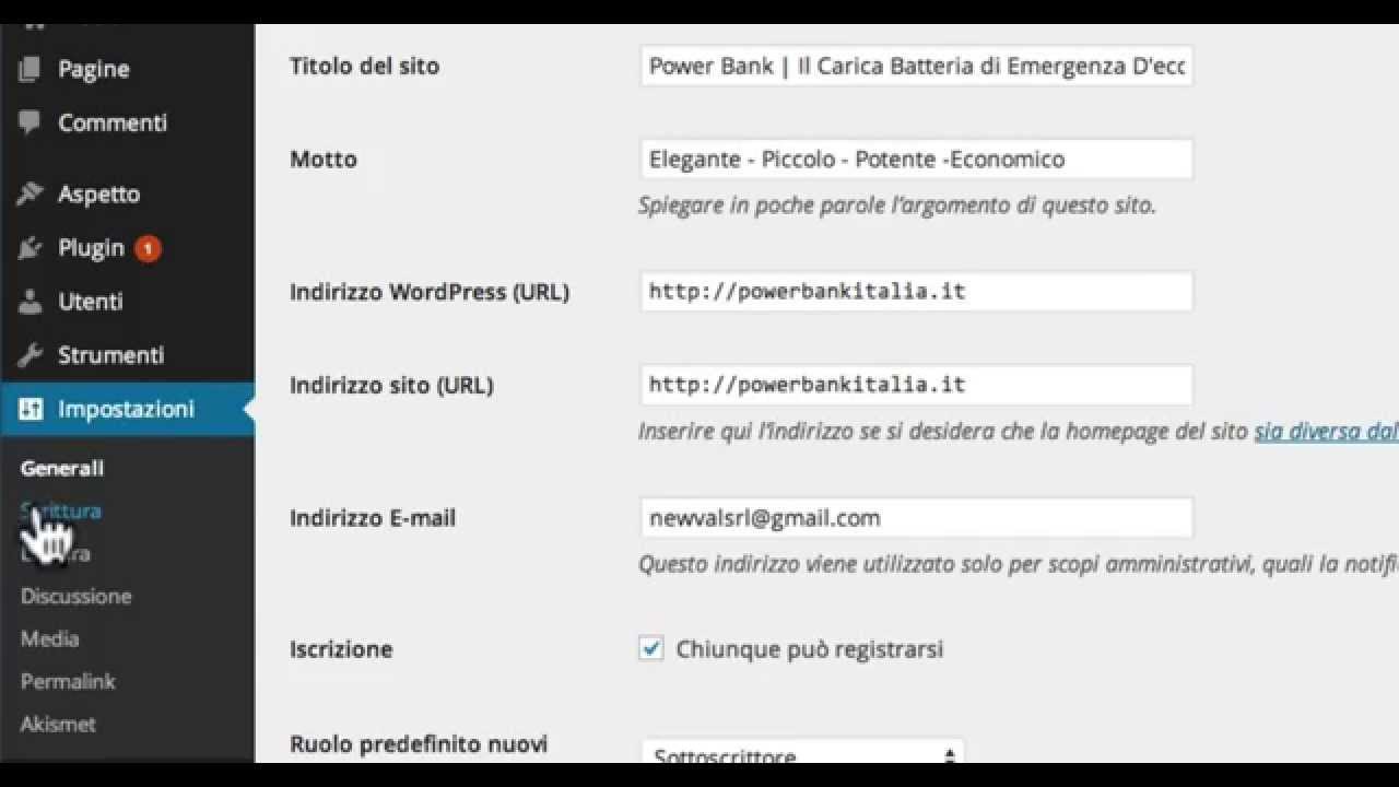 8 # Wordpress | Come settare le fondamentali impostazioni GENERALI di wordpress