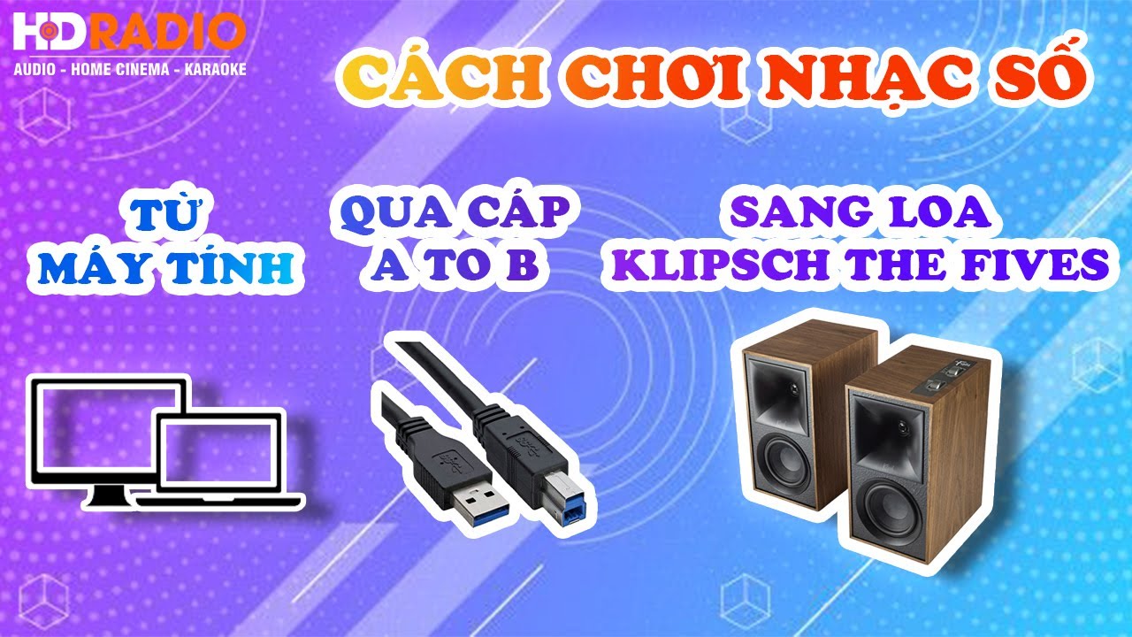 Chơi Nhạc Số Từ Máy Tính Sang Loa Klipsch The Fives Qua Cáp USB A/B