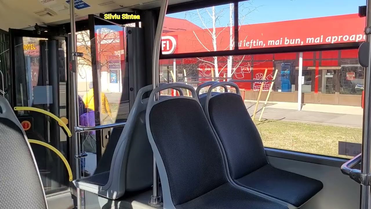 Sibiu: inside the Menarinibus Citymood 18 bus nr. 310, route 15